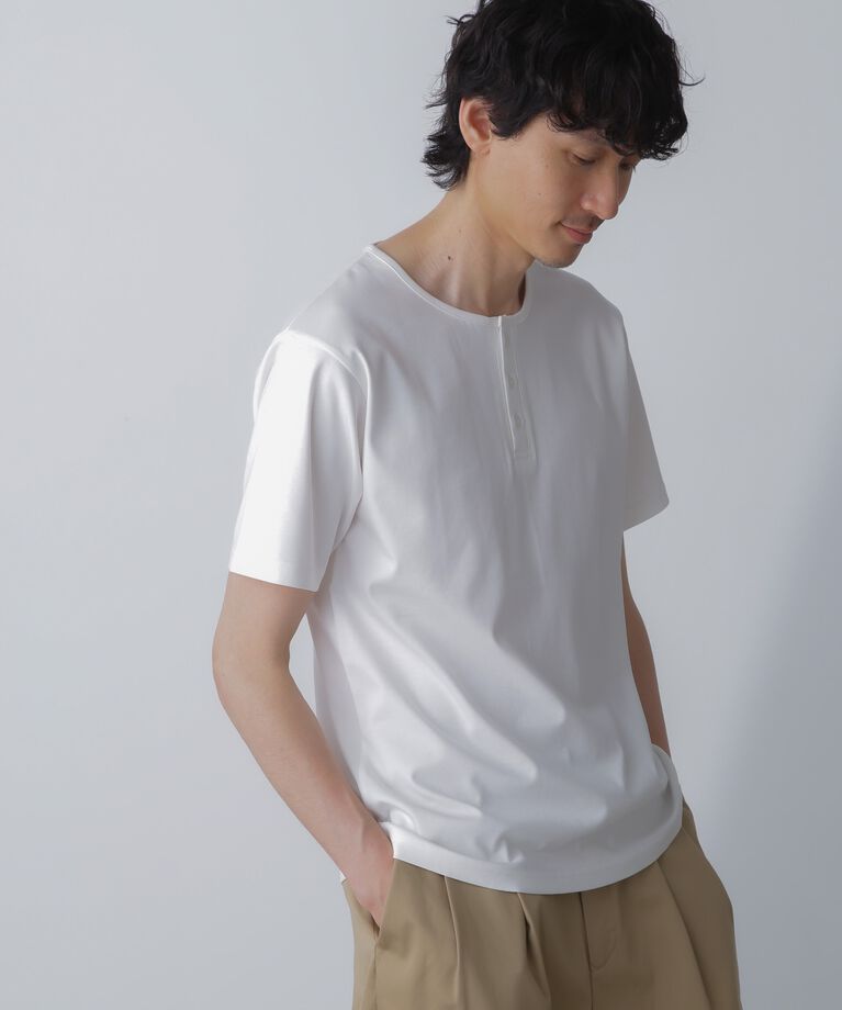 nano･universe「WEB限定/アンチスメル ヘンリーネックTシャツ 半袖」|Tシャツ・カットソー|