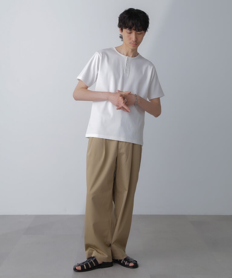 nano･universe「WEB限定/アンチスメル ヘンリーネックTシャツ 半袖」|Tシャツ・カットソー|