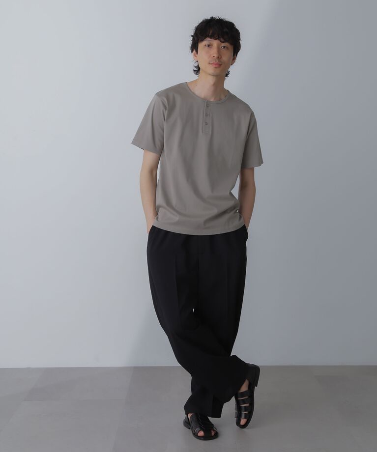 nano･universe「WEB限定/アンチスメル ヘンリーネックTシャツ 半袖」|Tシャツ・カットソー|