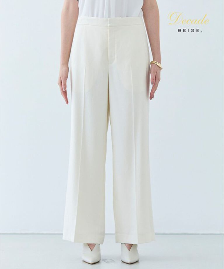 BEIGE,「【洗える】CAROLE / リネンライクフルレングスワイドパンツ」|その他|Ecru