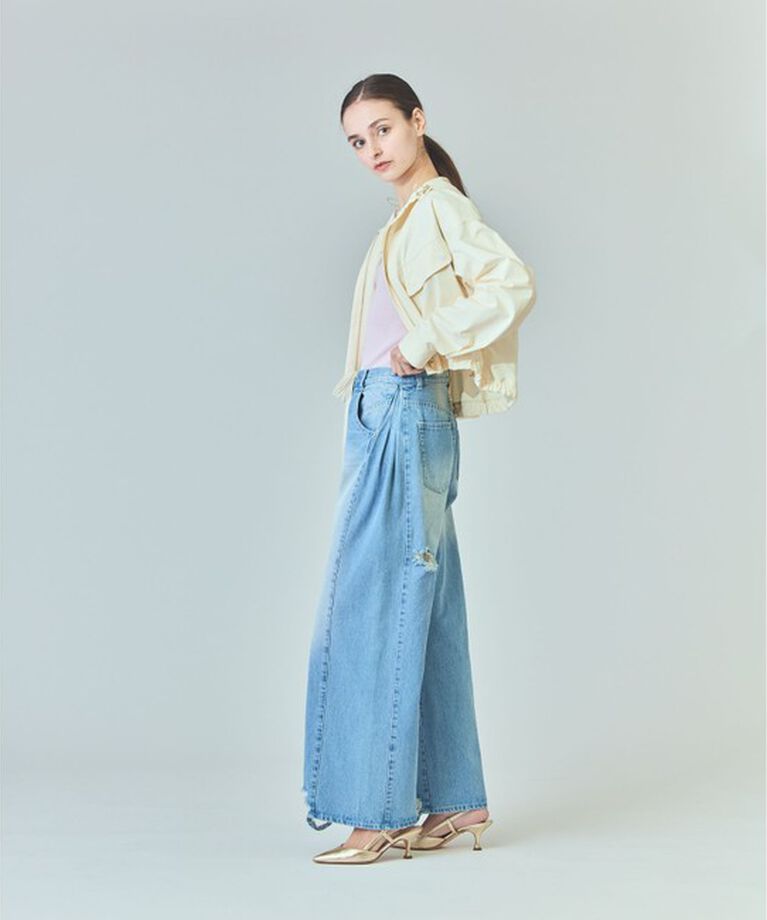  「ドロストウエストデニムパンツ」|デニム|