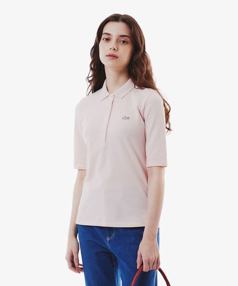 LACOSTE「スリムフィットハーフスリーブポロシャツ」|ポロシャツ|ピンクベージュ