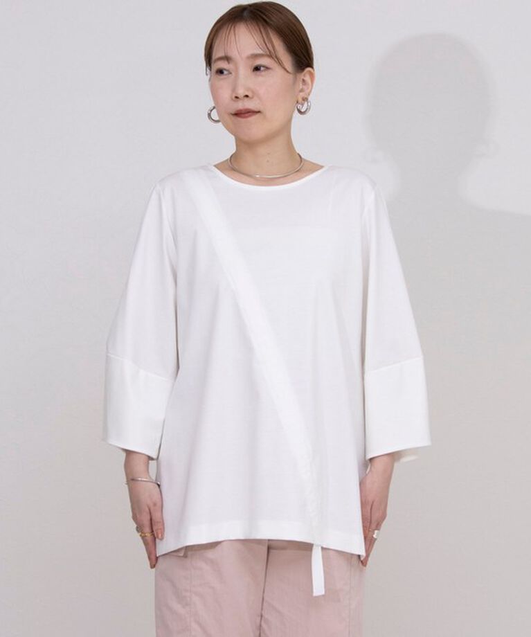 Rie Miller「アシンメトリーシャーリング2WAYボリュームスリーブカットソー」|Tシャツ・カットソー|