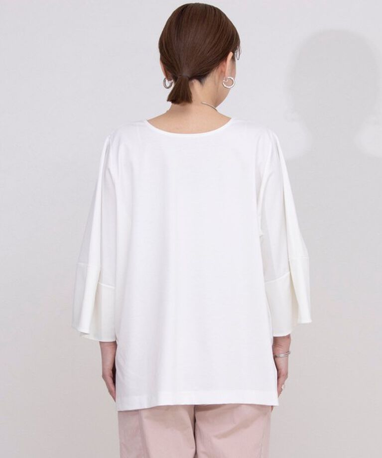 Rie Miller「アシンメトリーシャーリング2WAYボリュームスリーブカットソー」|Tシャツ・カットソー|