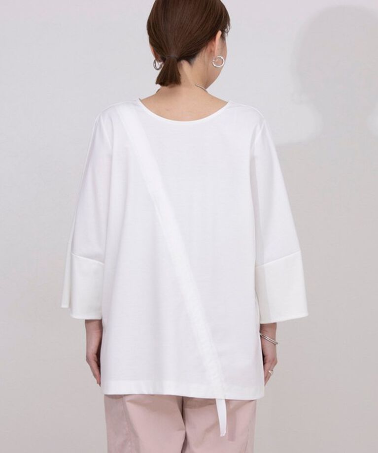 Rie Miller「アシンメトリーシャーリング2WAYボリュームスリーブカットソー」|Tシャツ・カットソー|
