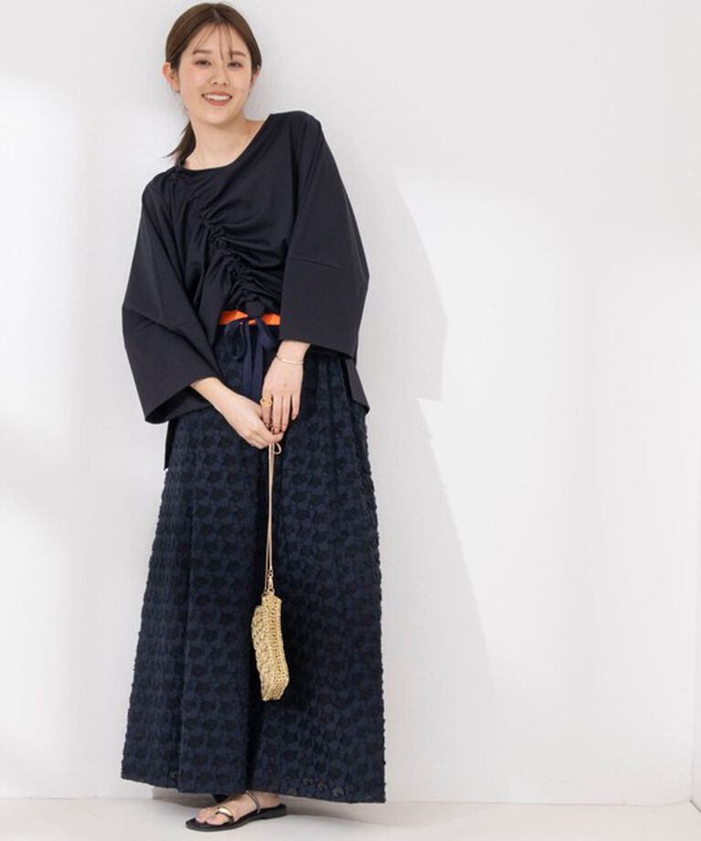 Rie Miller「アシンメトリーシャーリング2WAYボリュームスリーブカットソー」|Tシャツ・カットソー|