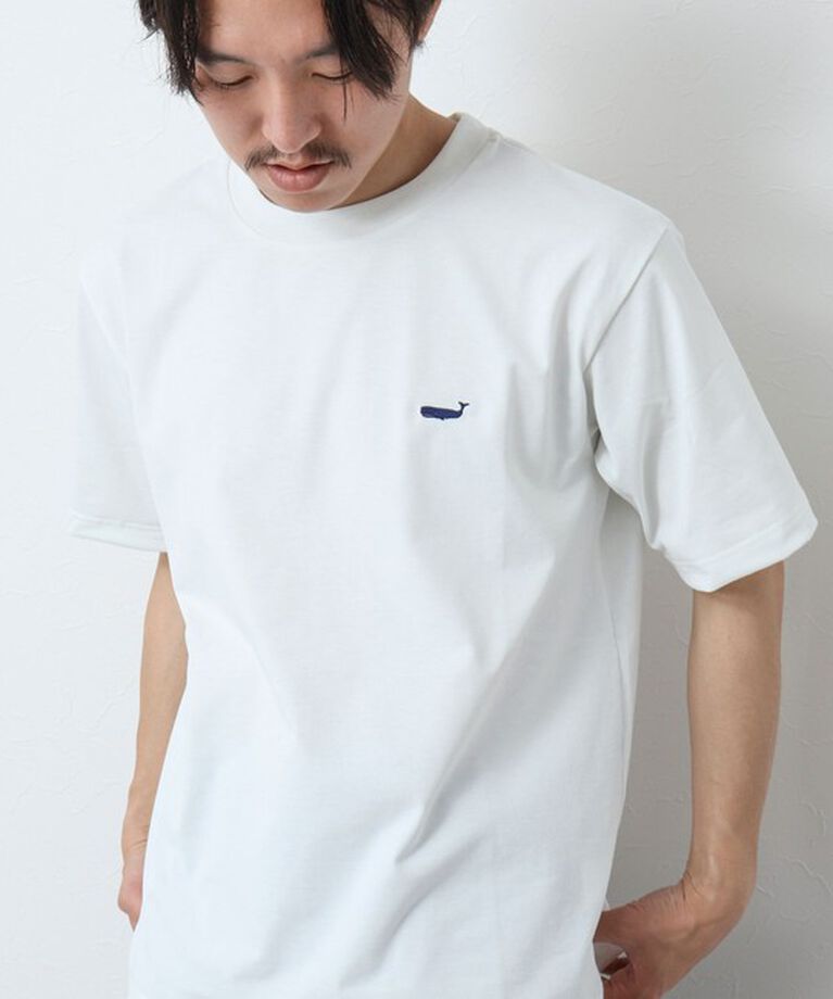 NOLLEY'S goodman「《吸水速乾・UVカット》クジラ刺しゅう クルーネックTシャツ」|Tシャツ・カットソー|ホワイト