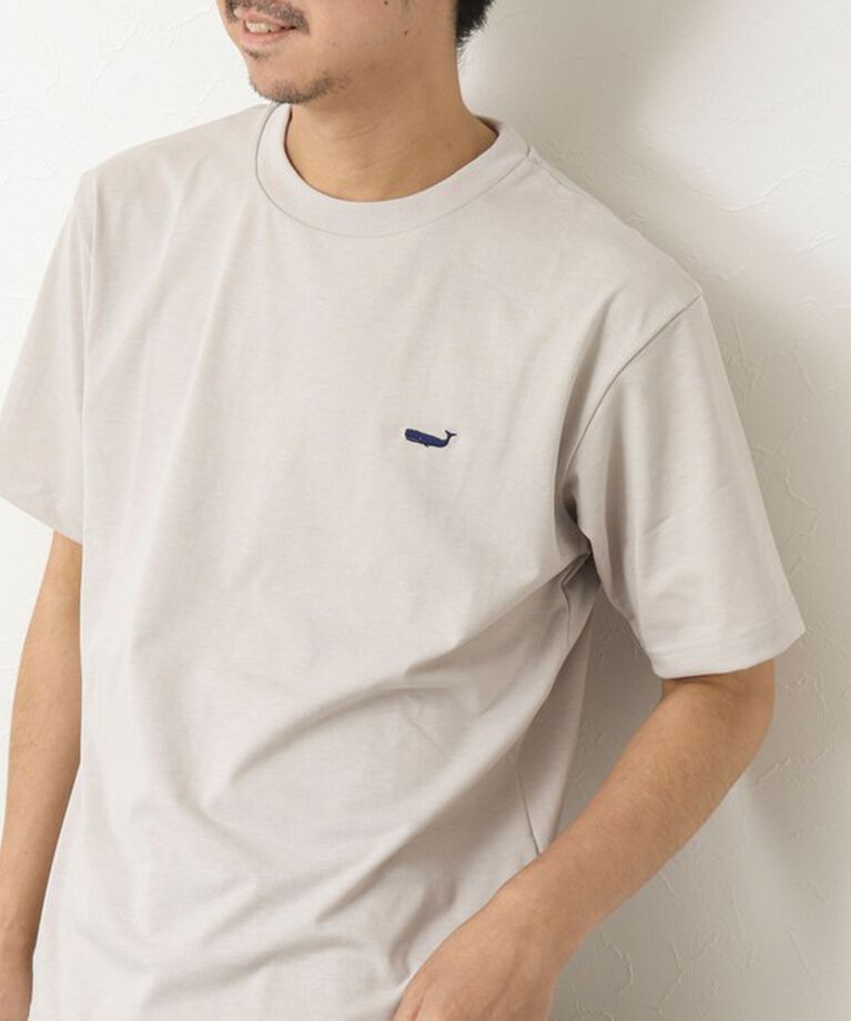 NOLLEY'S goodman「《吸水速乾・UVカット》クジラ刺しゅう クルーネックTシャツ」|Tシャツ・カットソー|グレーベージュ