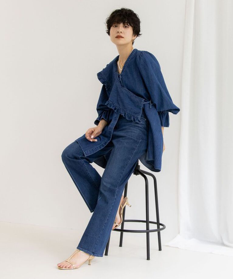 Rie Miller「【RM denim】センタープレスハイウエストデニム」|デニム|