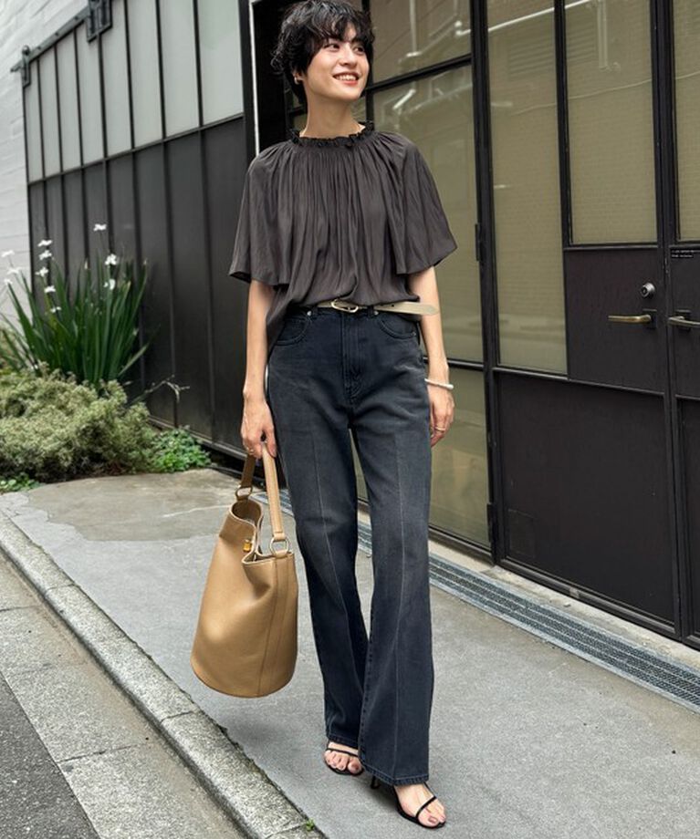 Rie Miller「【RM denim】センタープレスハイウエストデニム」|デニム|