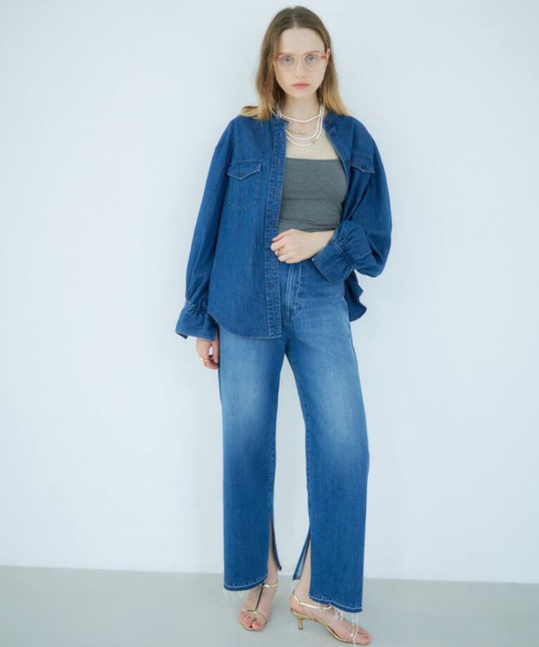 Rie Miller「＜飯豊まりえさん着用＞【RM denim】スリットフレアハイウエストデニム」|デニム|