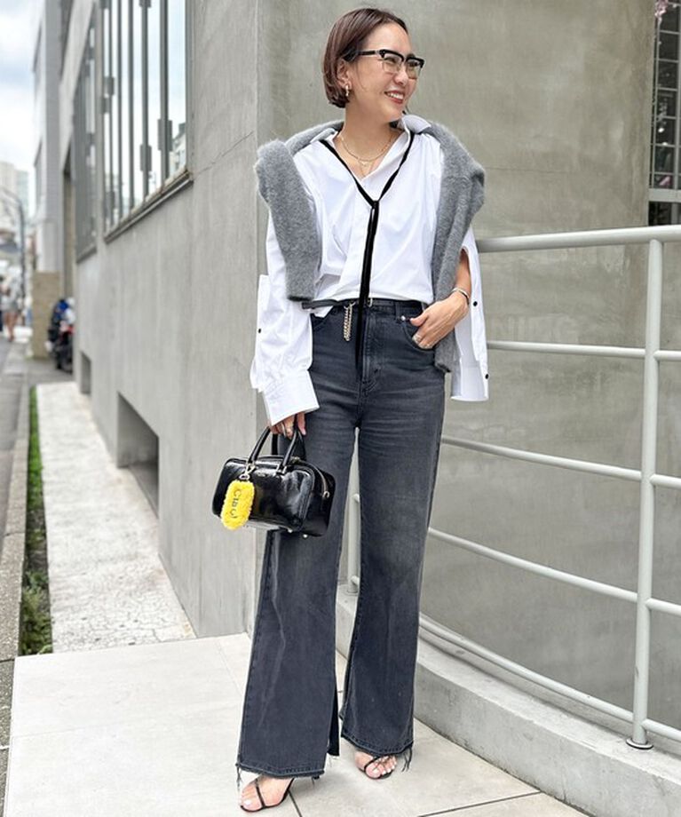 Rie Miller「＜飯豊まりえさん着用＞【RM denim】スリットフレアハイウエストデニム」|デニム|