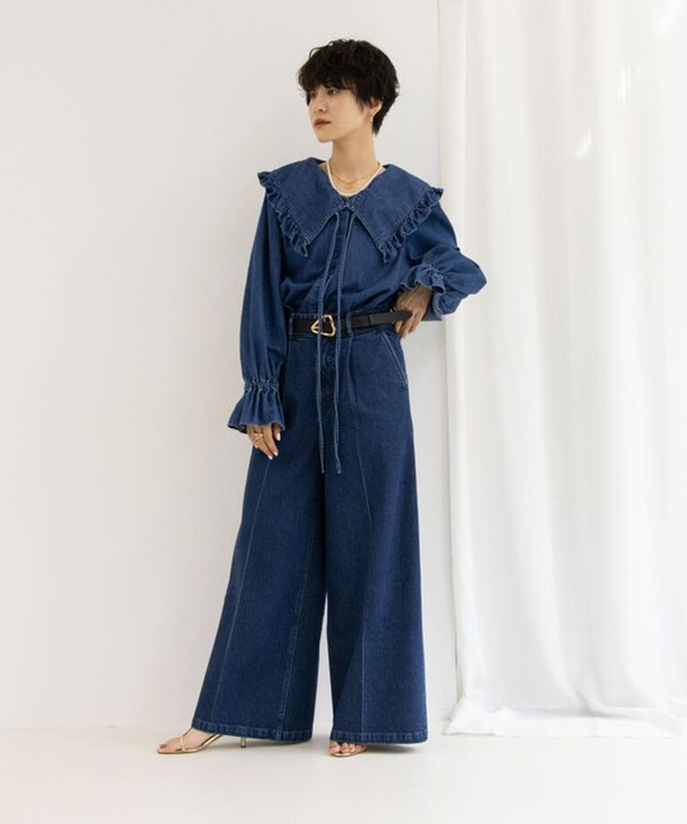 Rie Miller「【RM denim】ワイドスラックスデニム」|デニム|