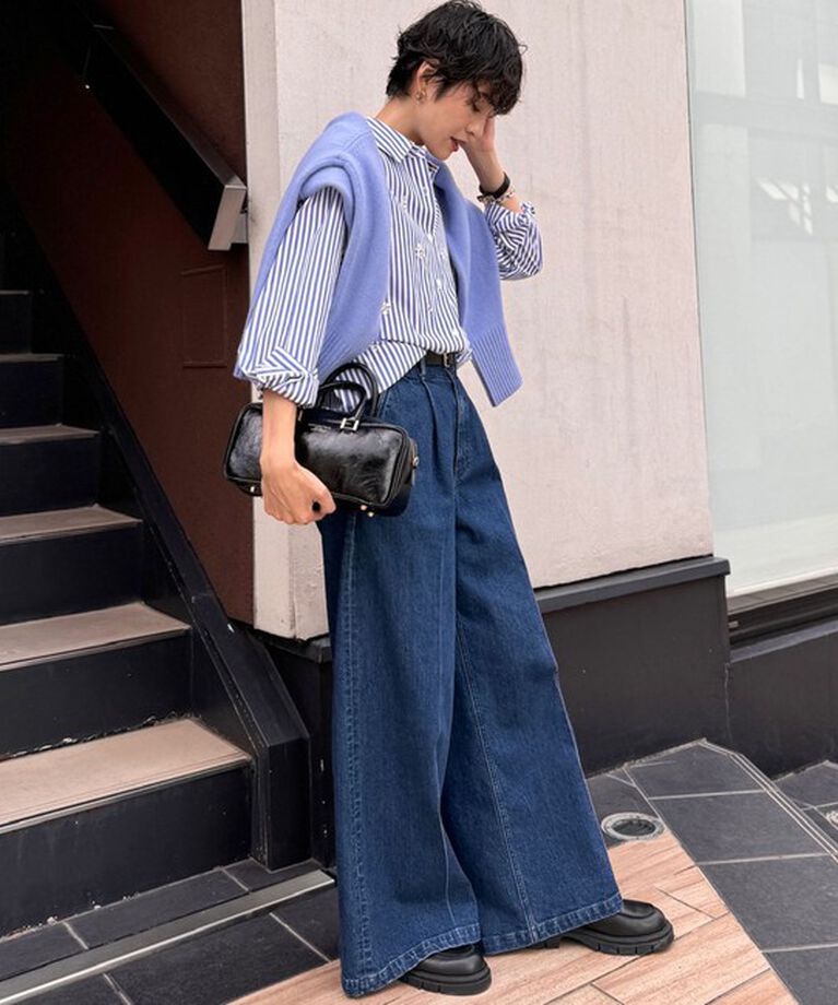 Rie Miller「【RM denim】ワイドスラックスデニム」|デニム|