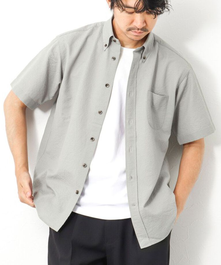 NOLLEY'S goodman「DotAirサッカー 撥水BD半袖シャツ」|シャツ・ブラウス|グレーベージュ