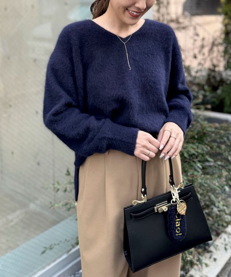 NOLLEY'S「ヘアリーVネックプルオーバーニット」|ニット・セーター|ネイビー