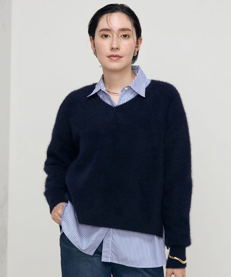 NOLLEY'S「ヘアリーVネックプルオーバーニット」|ニット・セーター|