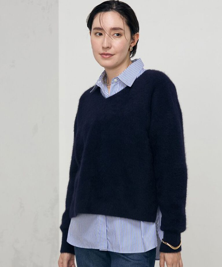 NOLLEY'S「ヘアリーVネックプルオーバーニット」|ニット・セーター|