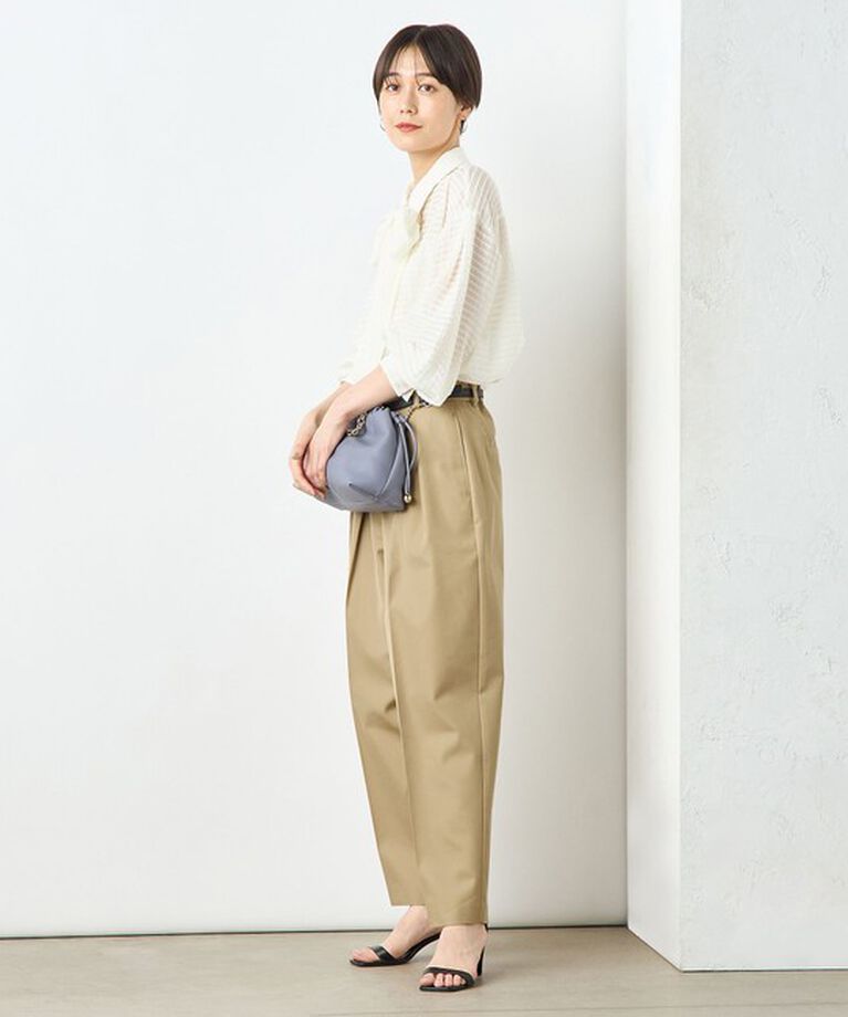 NOLLEY'S sophi「＜飯豊まりえさん着用＞ウォッシャブルツイルワイドテーパードパンツ」|チノ|