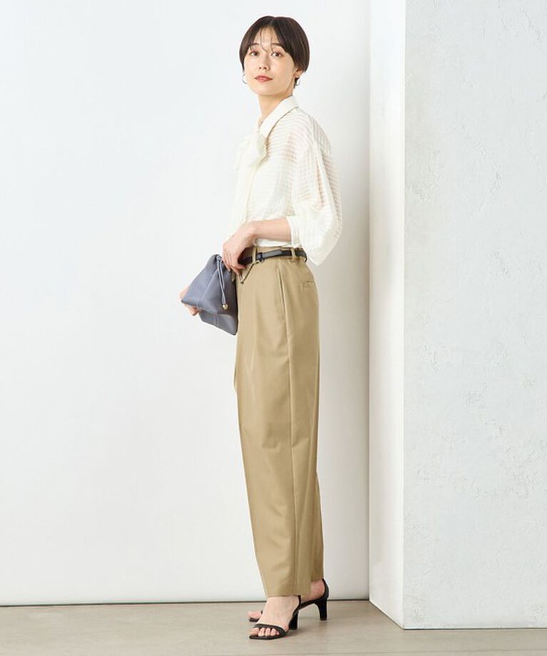 NOLLEY'S sophi「＜飯豊まりえさん着用＞ウォッシャブルツイルワイドテーパードパンツ」|チノ|