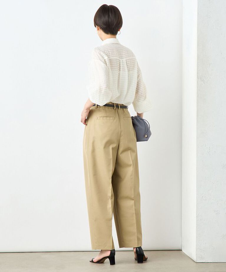 NOLLEY'S sophi「＜飯豊まりえさん着用＞ウォッシャブルツイルワイドテーパードパンツ」|チノ|