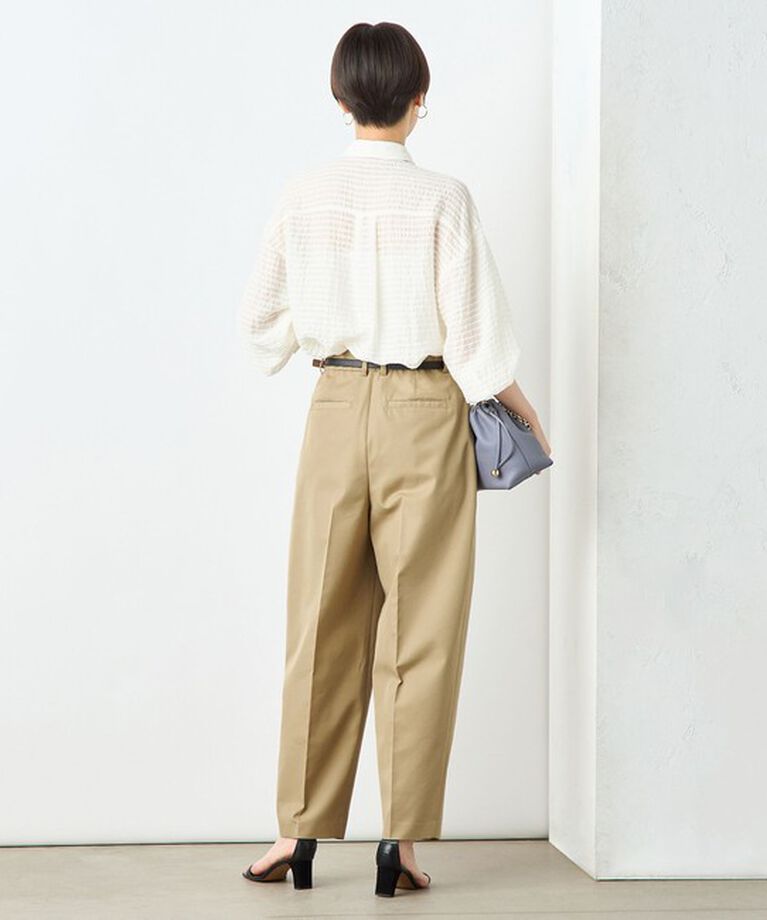 NOLLEY'S sophi「＜飯豊まりえさん着用＞ウォッシャブルツイルワイドテーパードパンツ」|チノ|