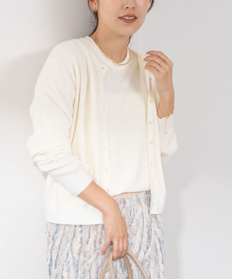 NOLLEY'S「《手洗い可能》ESPOIR 16G片畦クルーネックカーディガン」|カーディガン|