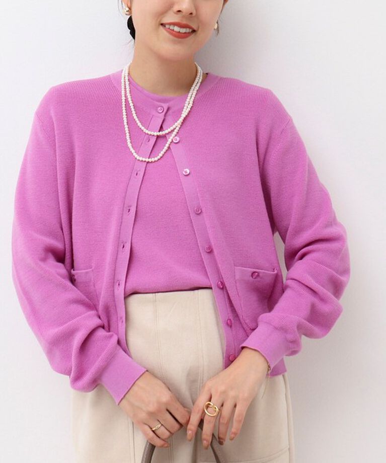 NOLLEY'S「《手洗い可能》ESPOIR 16G片畦クルーネックカーディガン」|カーディガン|