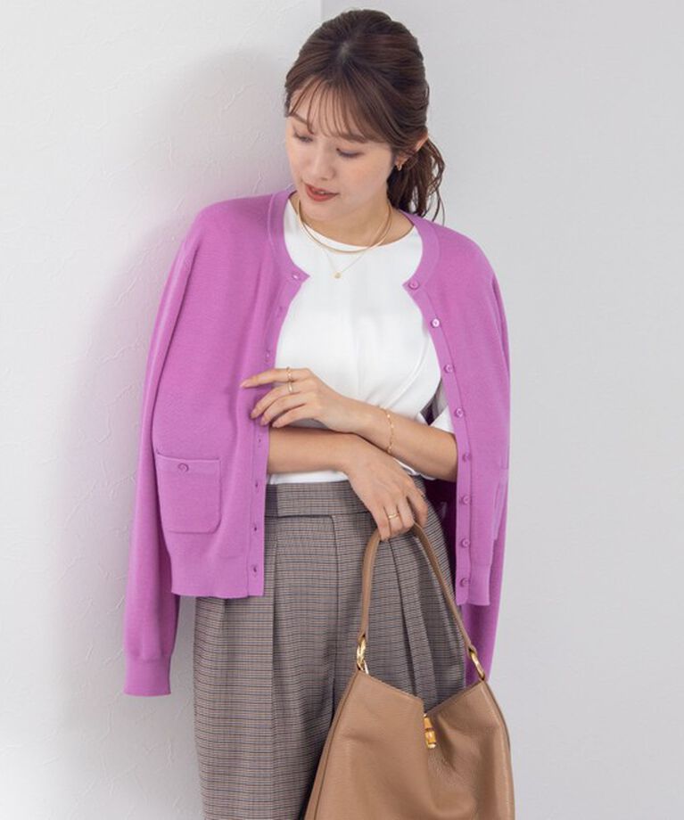 NOLLEY'S「《手洗い可能》ESPOIR 16G片畦クルーネックカーディガン」|カーディガン|