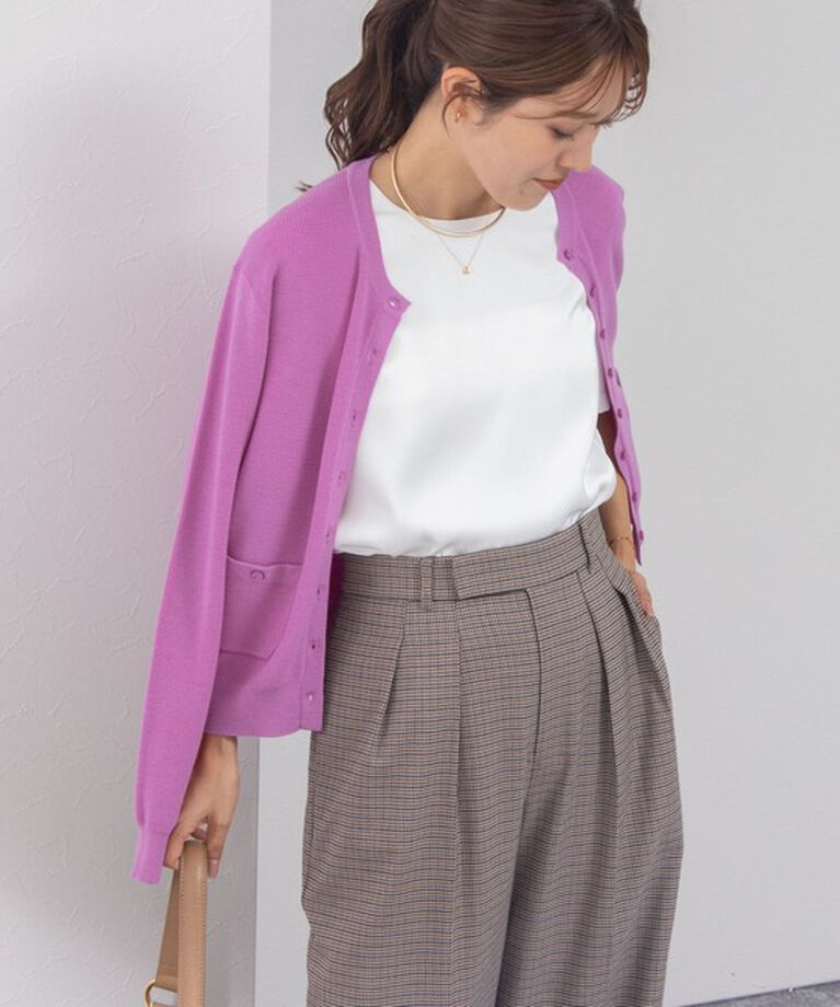 NOLLEY'S「《手洗い可能》ESPOIR 16G片畦クルーネックカーディガン」|カーディガン|