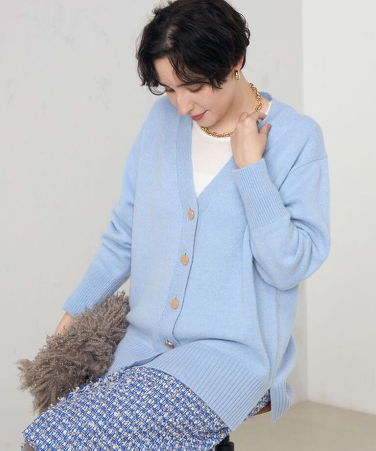 NOLLEY'S「カシミヤ混MUSICゆったりVネックカーディガン 24AW」|カーディガン|