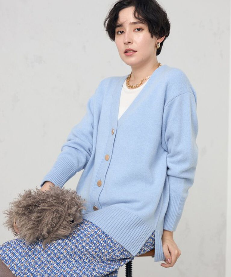 NOLLEY'S「カシミヤ混MUSICゆったりVネックカーディガン 24AW」|カーディガン|