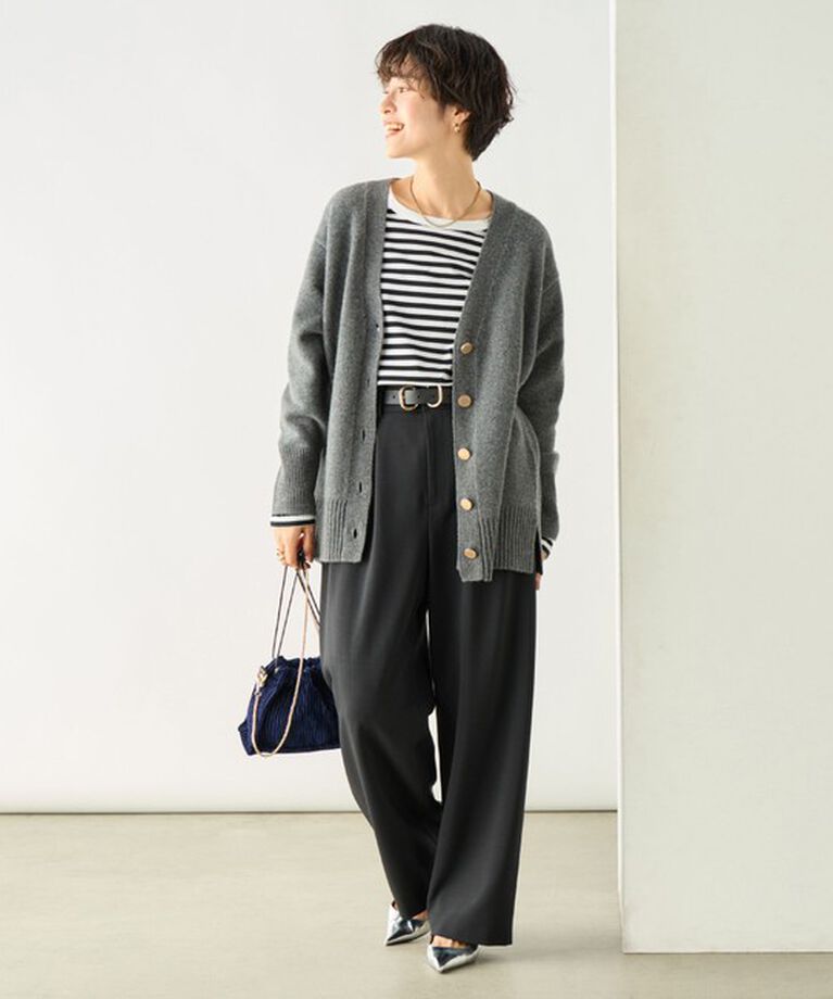 NOLLEY'S「カシミヤ混MUSICゆったりVネックカーディガン 24AW」|カーディガン|