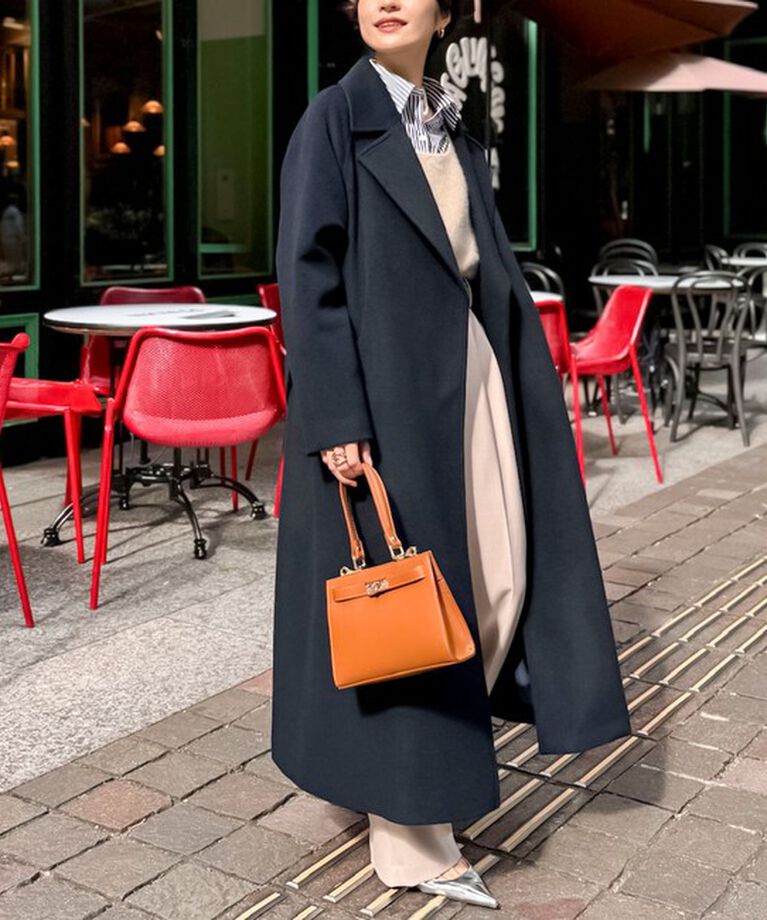 NOLLEY'S sophi「アンゴラロングベルテッドコート 24AW」|ダッフルコート|ネイビー
