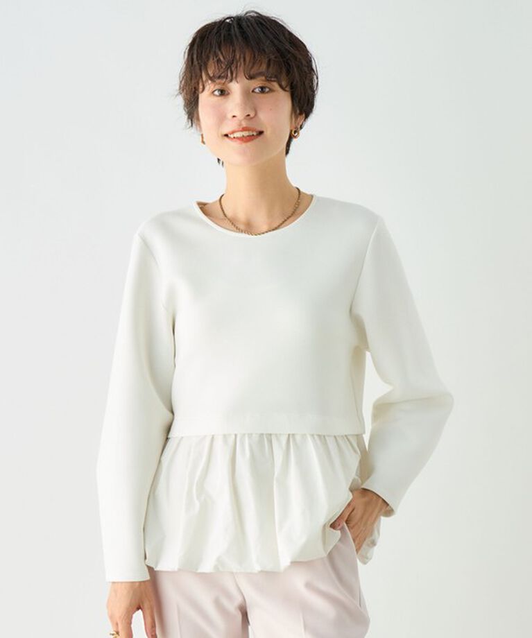 NOLLEY'S sophi「ウォッシャブルダンボール×タフタ バルーンプルオーバーカットソー」|Tシャツ・カットソー|