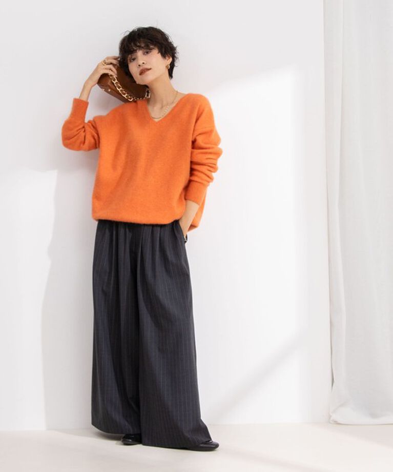 NOLLEY'S「ウォッシャブルヘアリーニットVネックプルオーバーニット」|ニット・セーター|