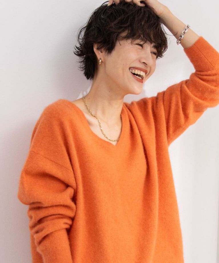 NOLLEY'S「ウォッシャブルヘアリーニットVネックプルオーバーニット」|ニット・セーター|