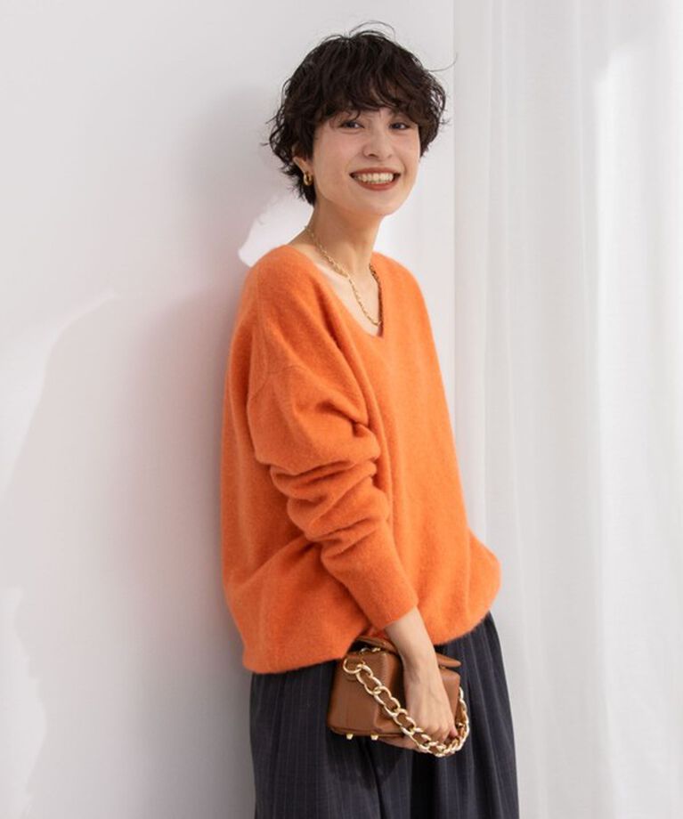 NOLLEY'S「ウォッシャブルヘアリーニットVネックプルオーバーニット」|ニット・セーター|
