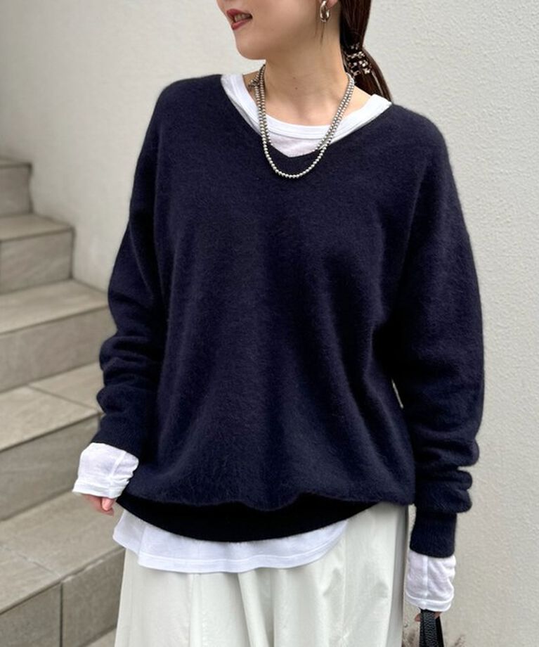 NOLLEY'S「ウォッシャブルヘアリーニットVネックプルオーバーニット」|ニット・セーター|