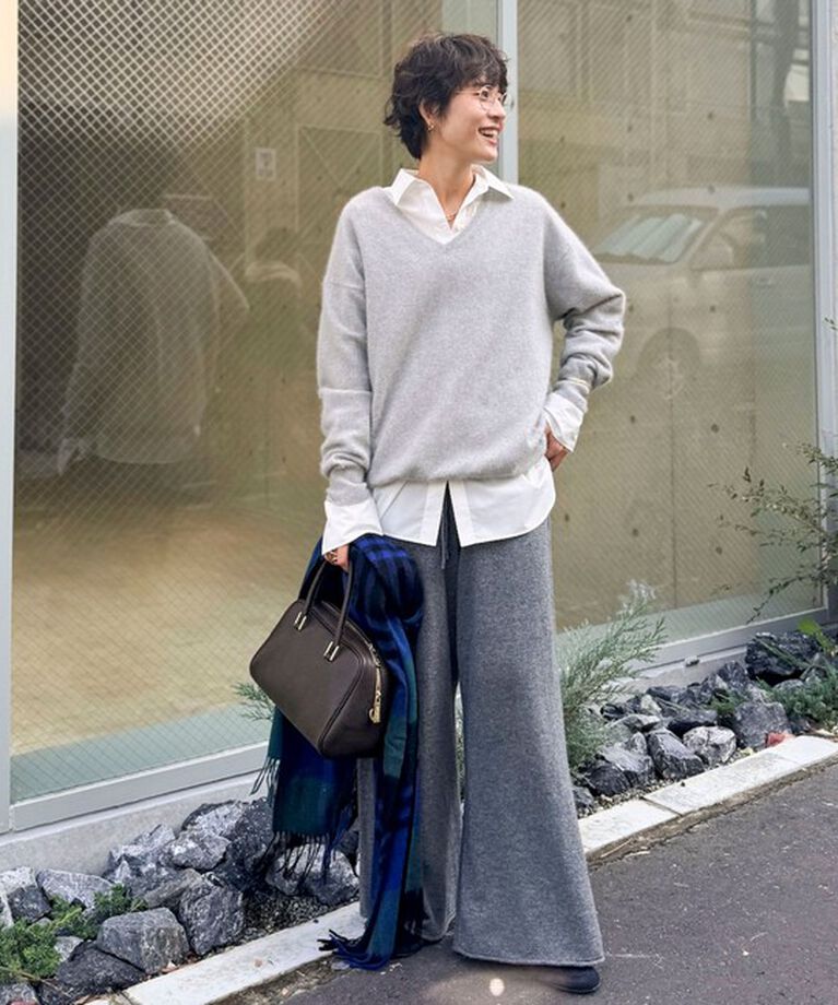 NOLLEY'S「ウォッシャブルヘアリーニットVネックプルオーバーニット」|ニット・セーター|