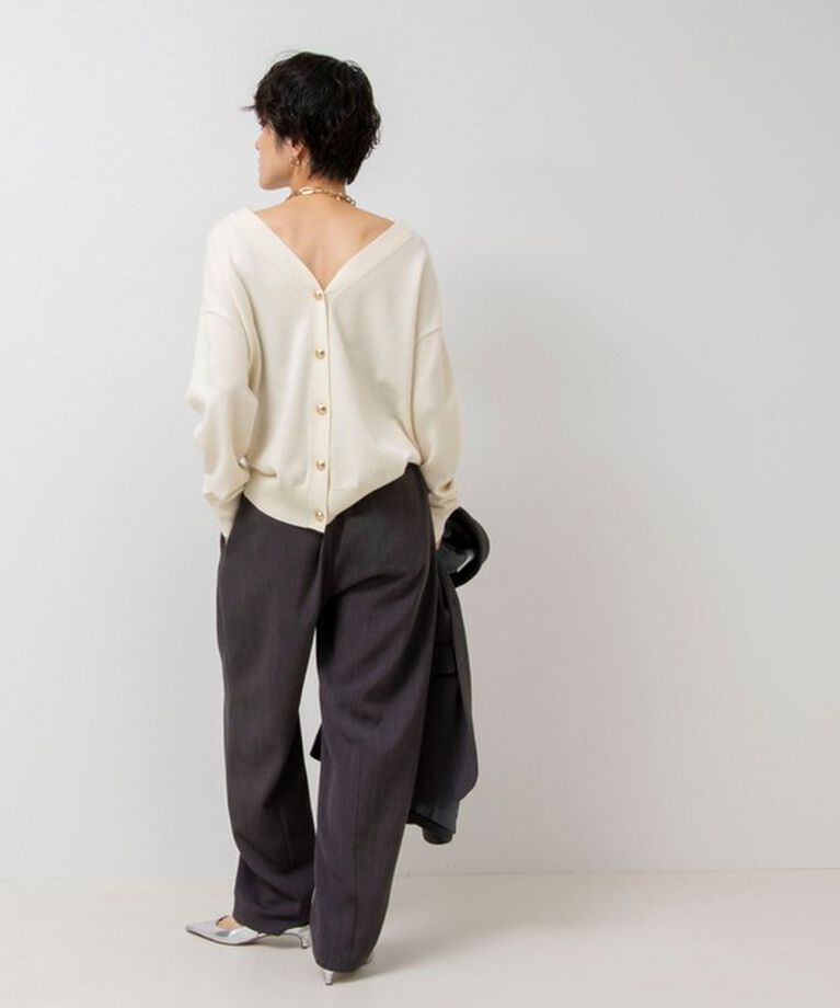 Rie Miller「《手洗い可能》ロゴジャガード2WAYニット(タワー)」|カーディガン|