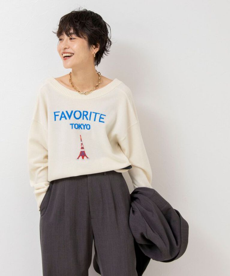 Rie Miller「《手洗い可能》ロゴジャガード2WAYニット(タワー)」|カーディガン|