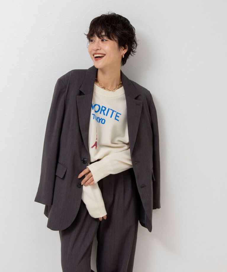 Rie Miller「《手洗い可能》ロゴジャガード2WAYニット(タワー)」|カーディガン|