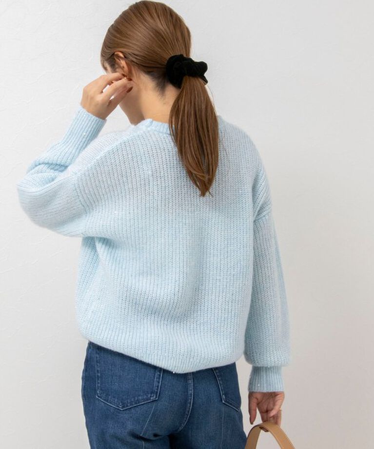 NOLLEY'S sophi「《手洗い可能》スパンコールモヘヤレイヤード風プルオーバーニット」|ニット・セーター|
