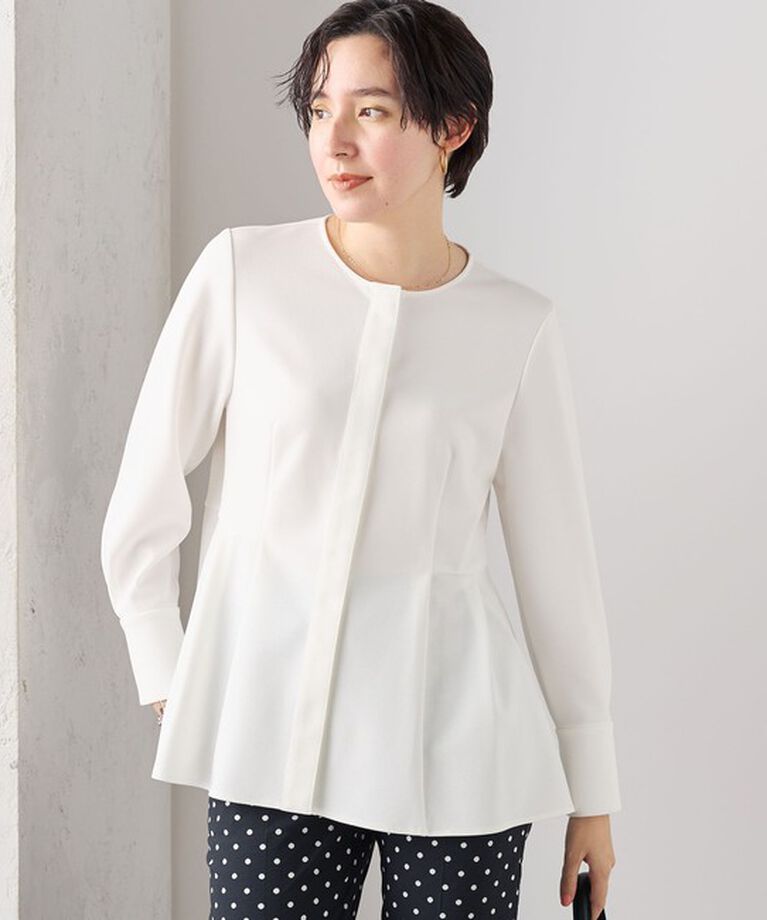 NOLLEY'S「《セットアップ対応》ウォッシャブルカットジョーゼットサイドタック2WAYブラウス」|シャツ・ブラウス|ホワイト