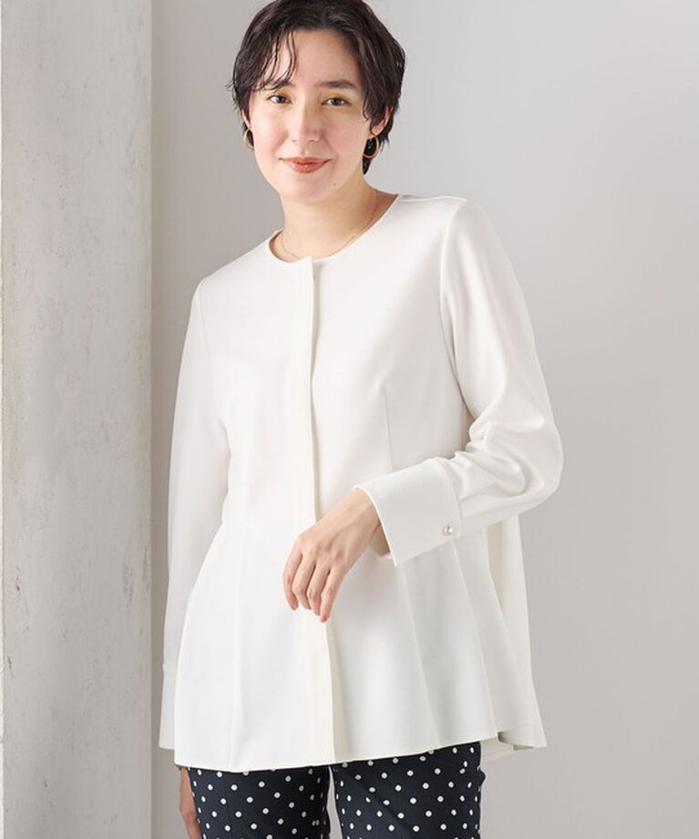 NOLLEY'S「《セットアップ対応》ウォッシャブルカットジョーゼットサイドタック2WAYブラウス」|シャツ・ブラウス|