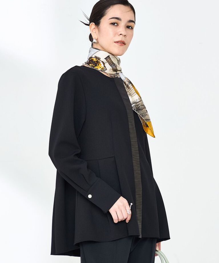 NOLLEY'S「《セットアップ対応》ウォッシャブルカットジョーゼットサイドタック2WAYブラウス」|シャツ・ブラウス|ブラック
