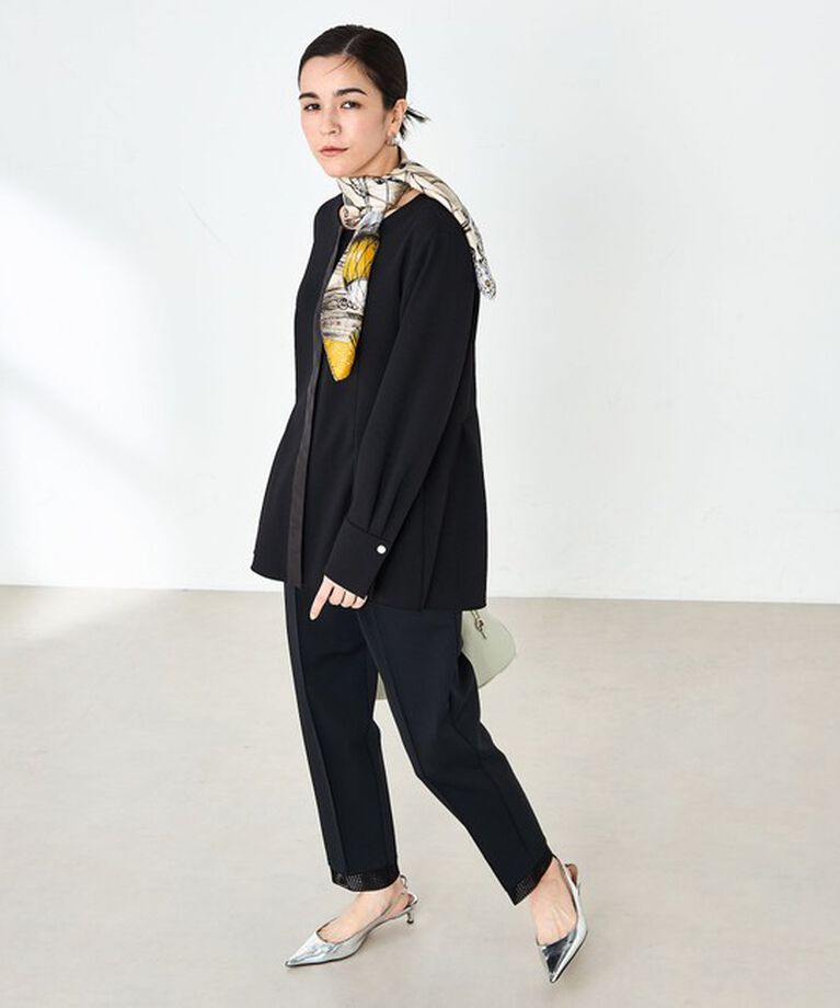 NOLLEY'S「《セットアップ対応》ウォッシャブルカットジョーゼットサイドタック2WAYブラウス」|シャツ・ブラウス|