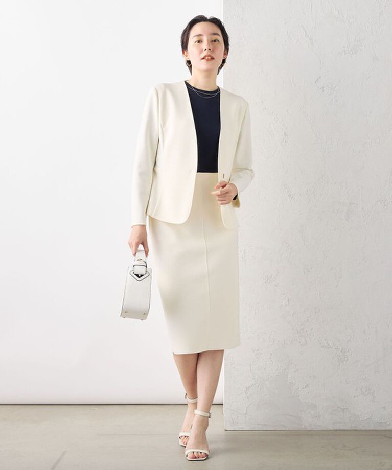 NOLLEY'S sophi「《セットアップ対応》ウォッシャブルボンディングジョーゼットノーカラージャケット」|ノーカラージャケット|