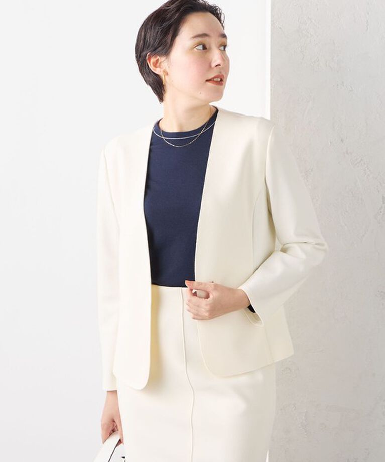 NOLLEY'S sophi「《セットアップ対応》ウォッシャブルボンディングジョーゼットノーカラージャケット」|ノーカラージャケット|